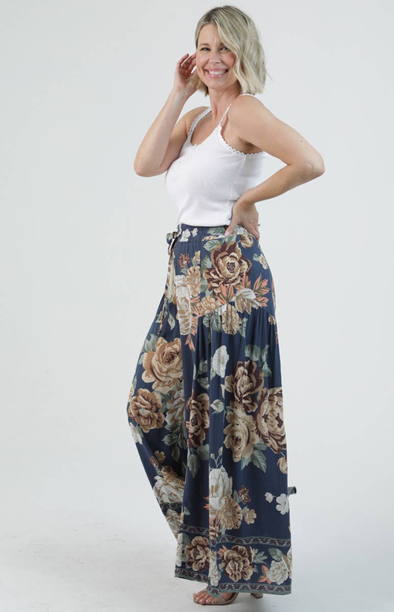 N3726-WB64 TIE WAIST WIDE LEG PANTS