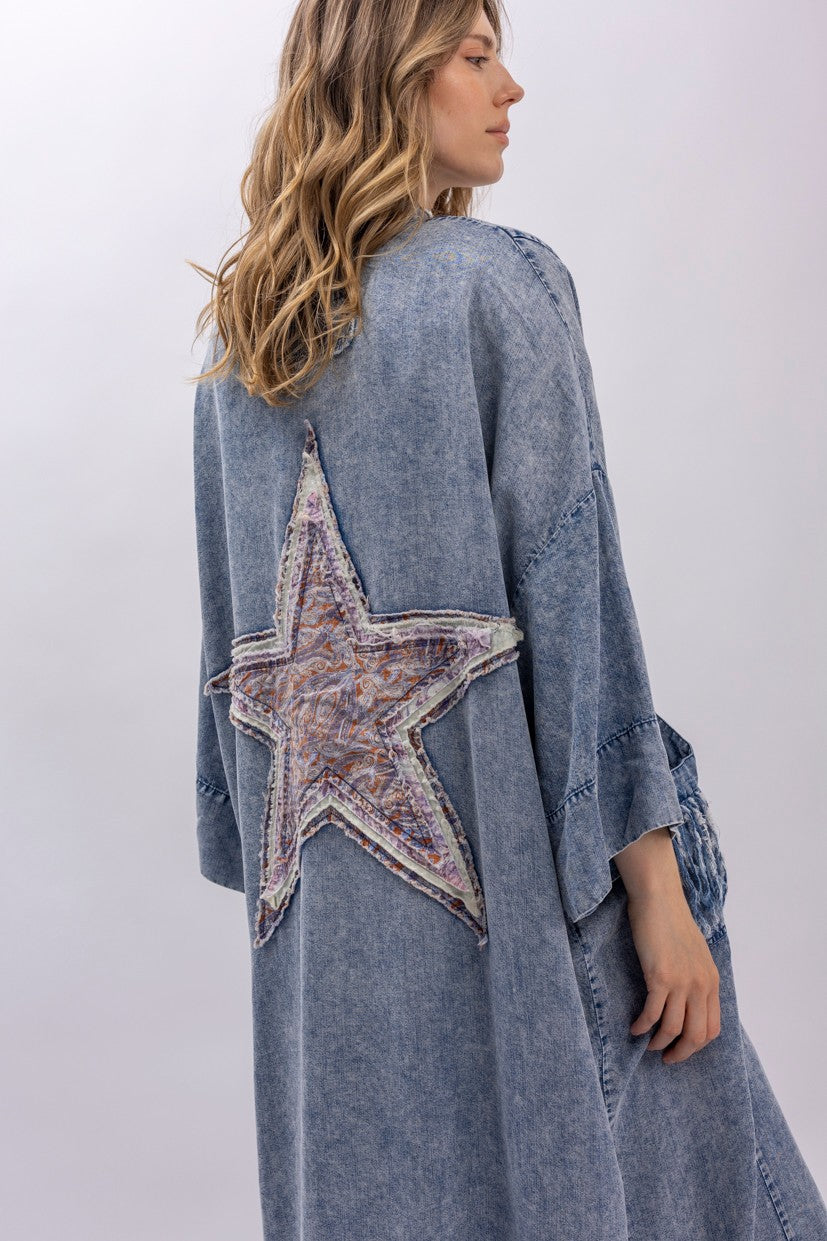 Woodland Star blue jean kimono