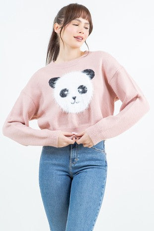 Panda in Pink… crewneck sweater