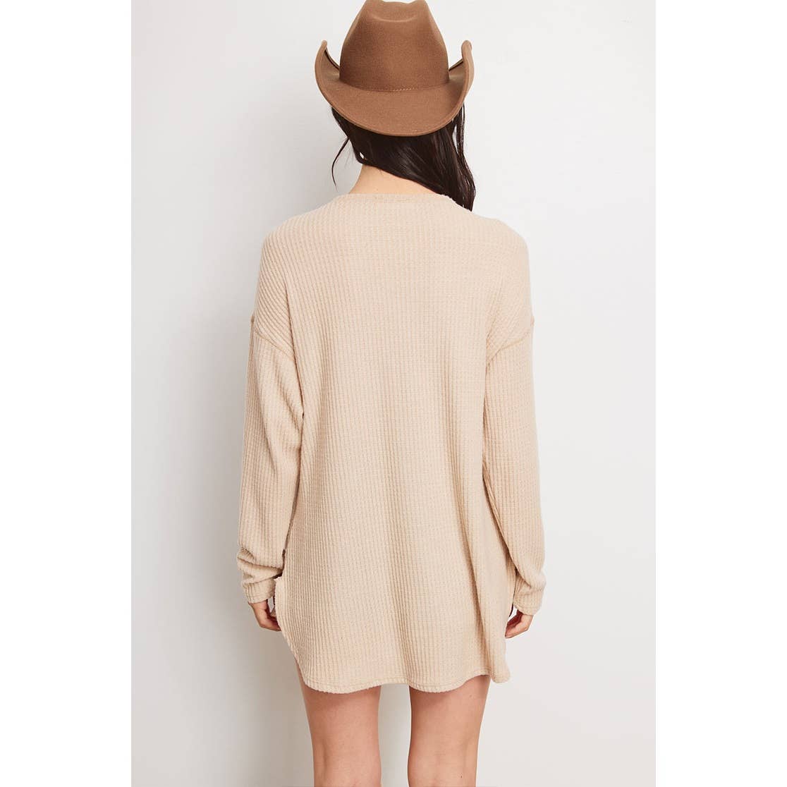 Glitter champagne bottle thermal long sleeve top