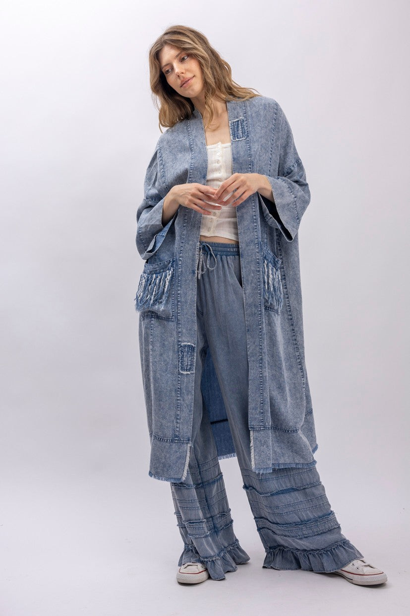 Woodland Star blue jean kimono