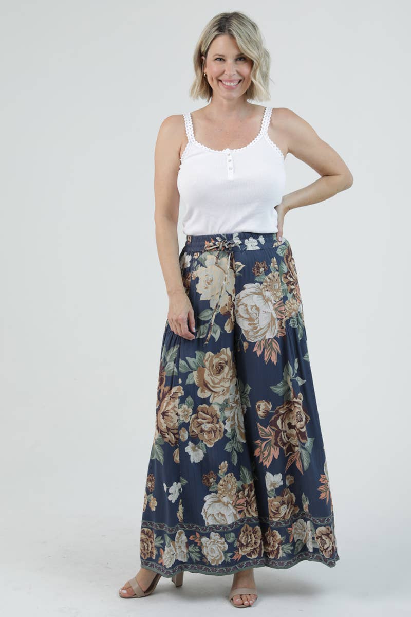 N3726-WB64 TIE WAIST WIDE LEG PANTS