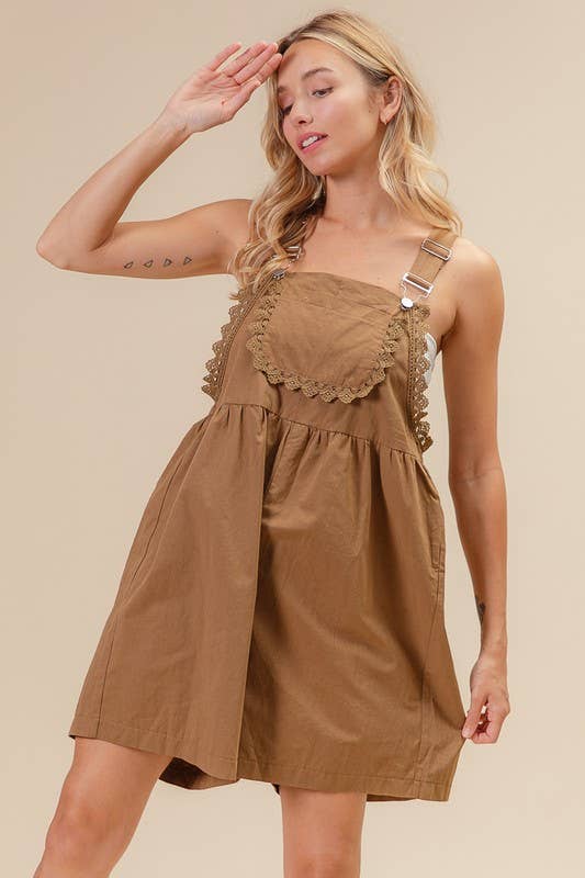 Back Patch Pocket Lace Shortalls