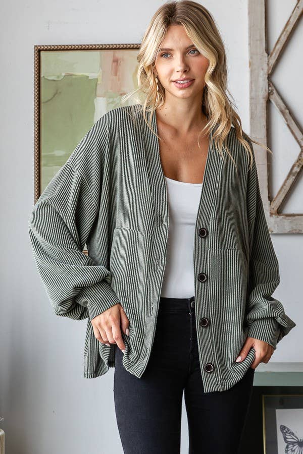 Button Front Open Knit Cardigan