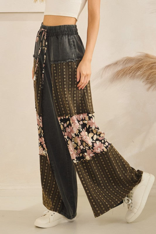 Midnight Bloom Patchwork Pants