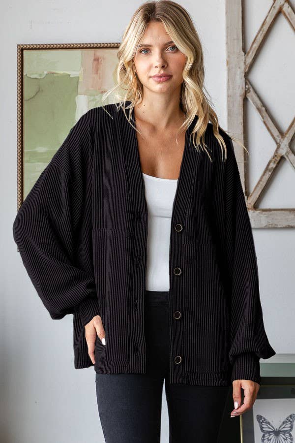 Button Front Open Knit Cardigan
