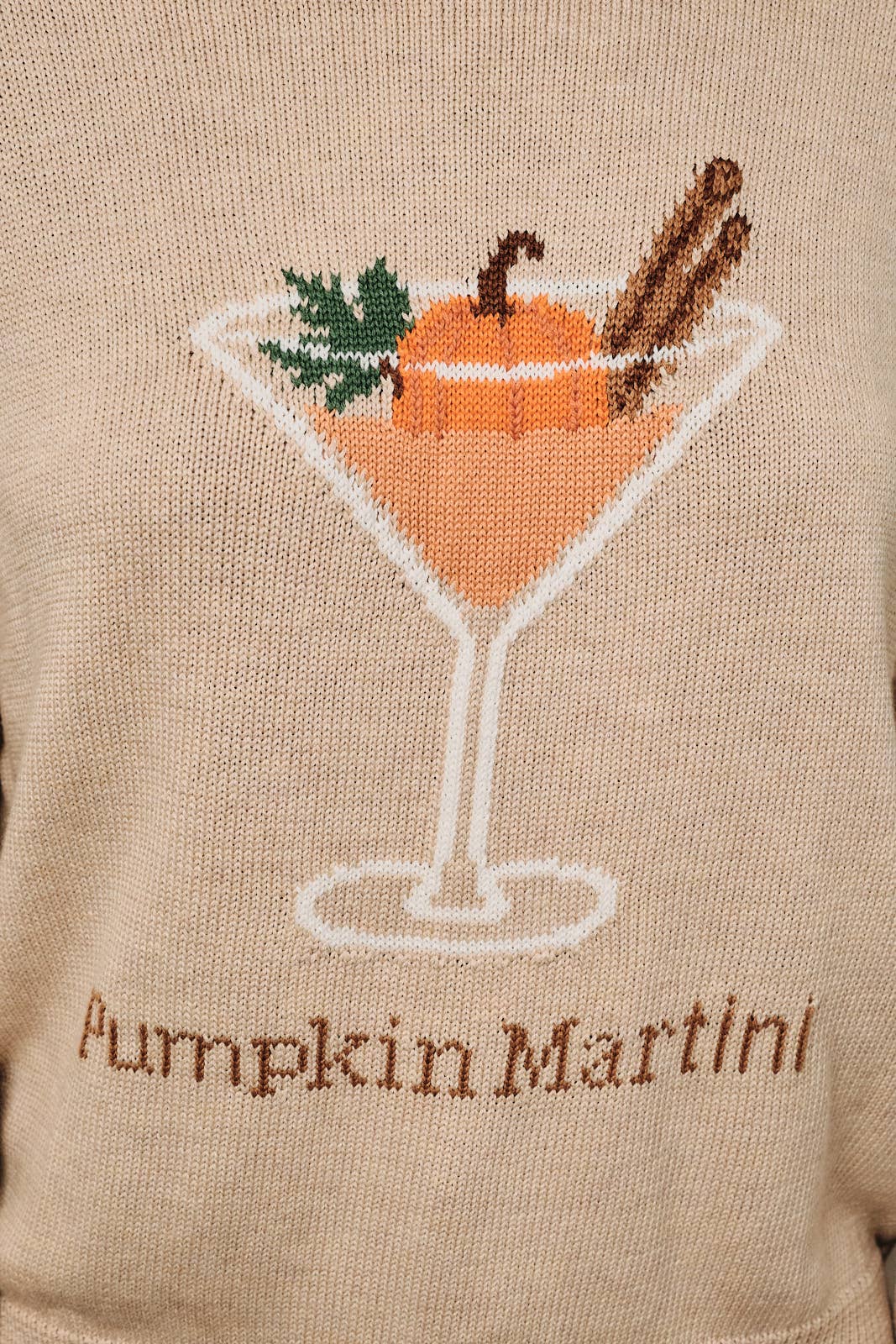 Pumpkin Martini Graphic Long Sleeve Pullover Sweater