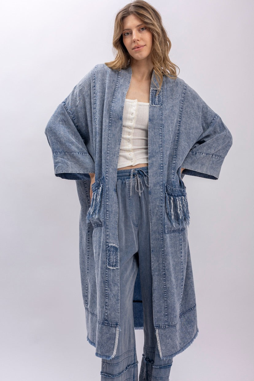 Woodland Star blue jean kimono