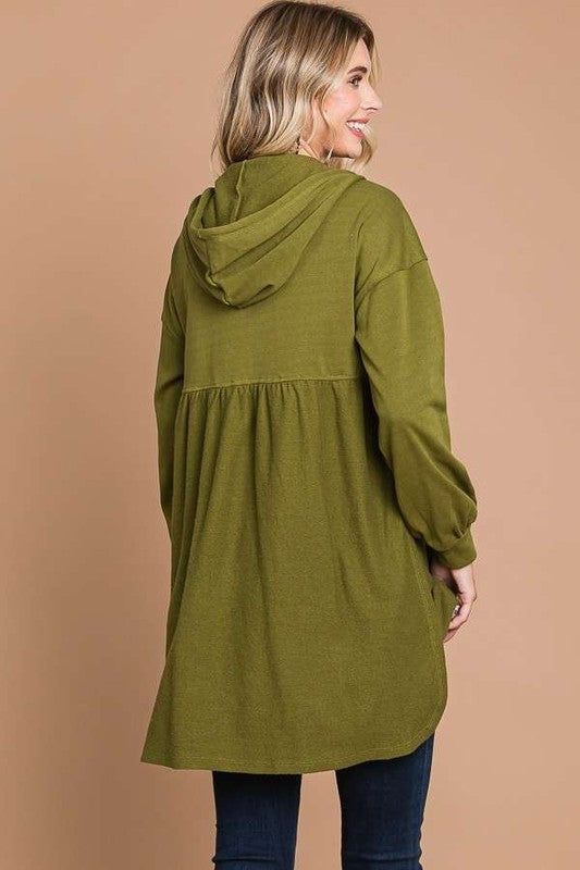 Olive Zip-up Hoodie Sweatshirt