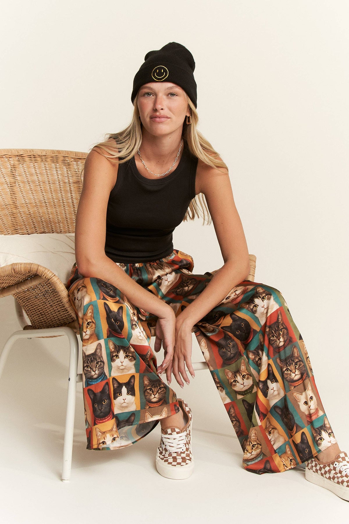 CAT PORTRAIT WIDE LEG PANTS