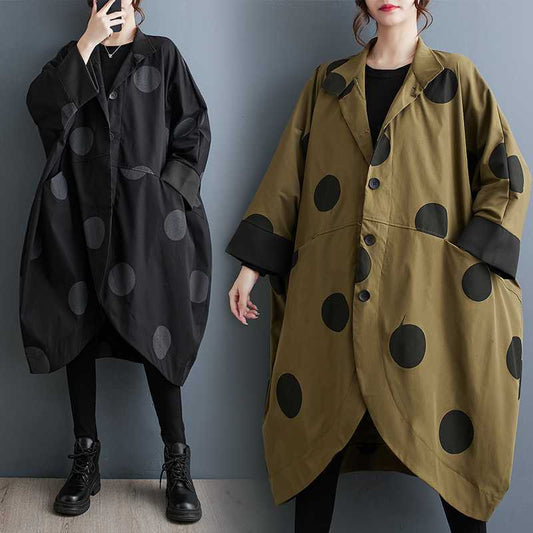 Vintage Print Relaxed Plus-Size Longline Coat