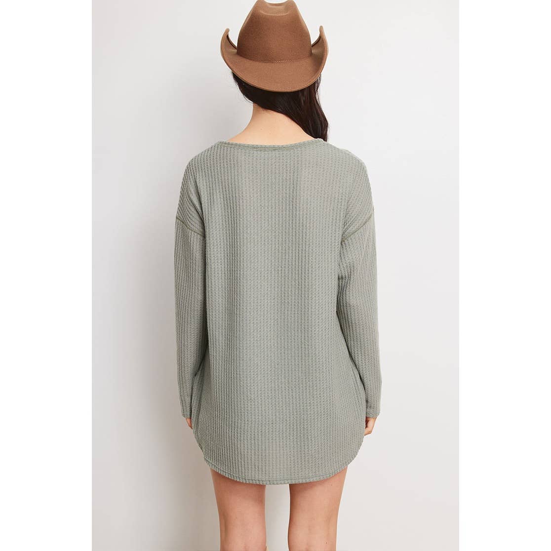 Glitter champagne bottle thermal long sleeve top