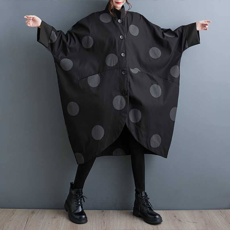 Vintage Print Relaxed Plus-Size Longline Coat
