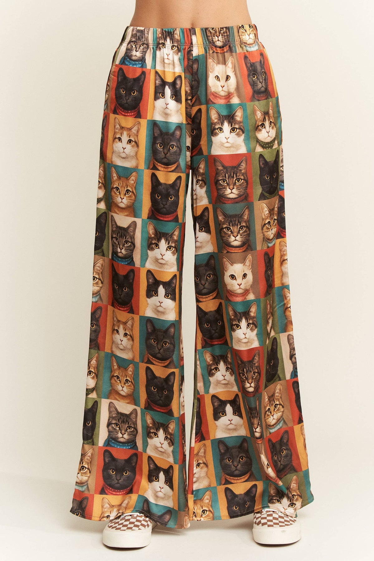 CAT PORTRAIT WIDE LEG PANTS
