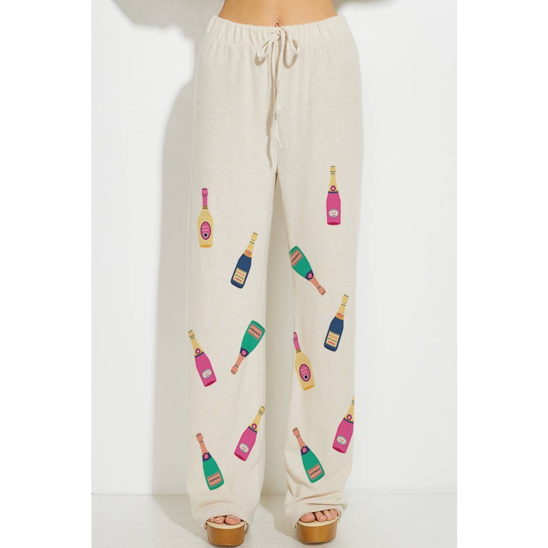 Holiday champagne bottle print soft loungewear set