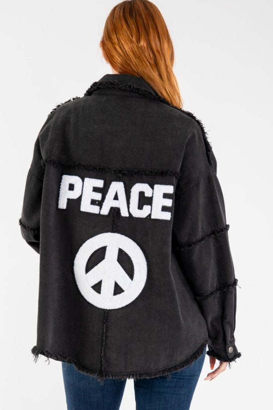 Peace Shacket in rock star black