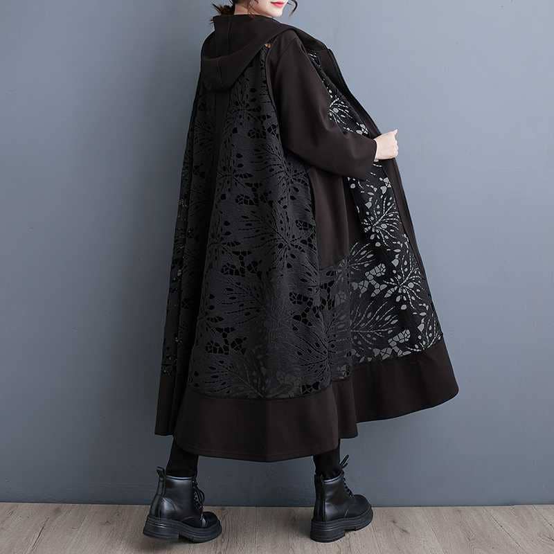 Colorblock Relaxed Plus-Size Hooded Coat