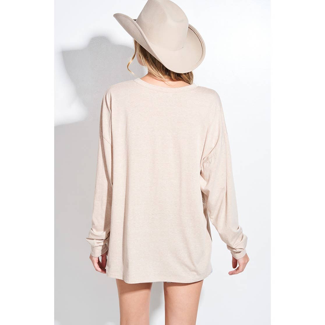 Christmas print tri-blend oversized top