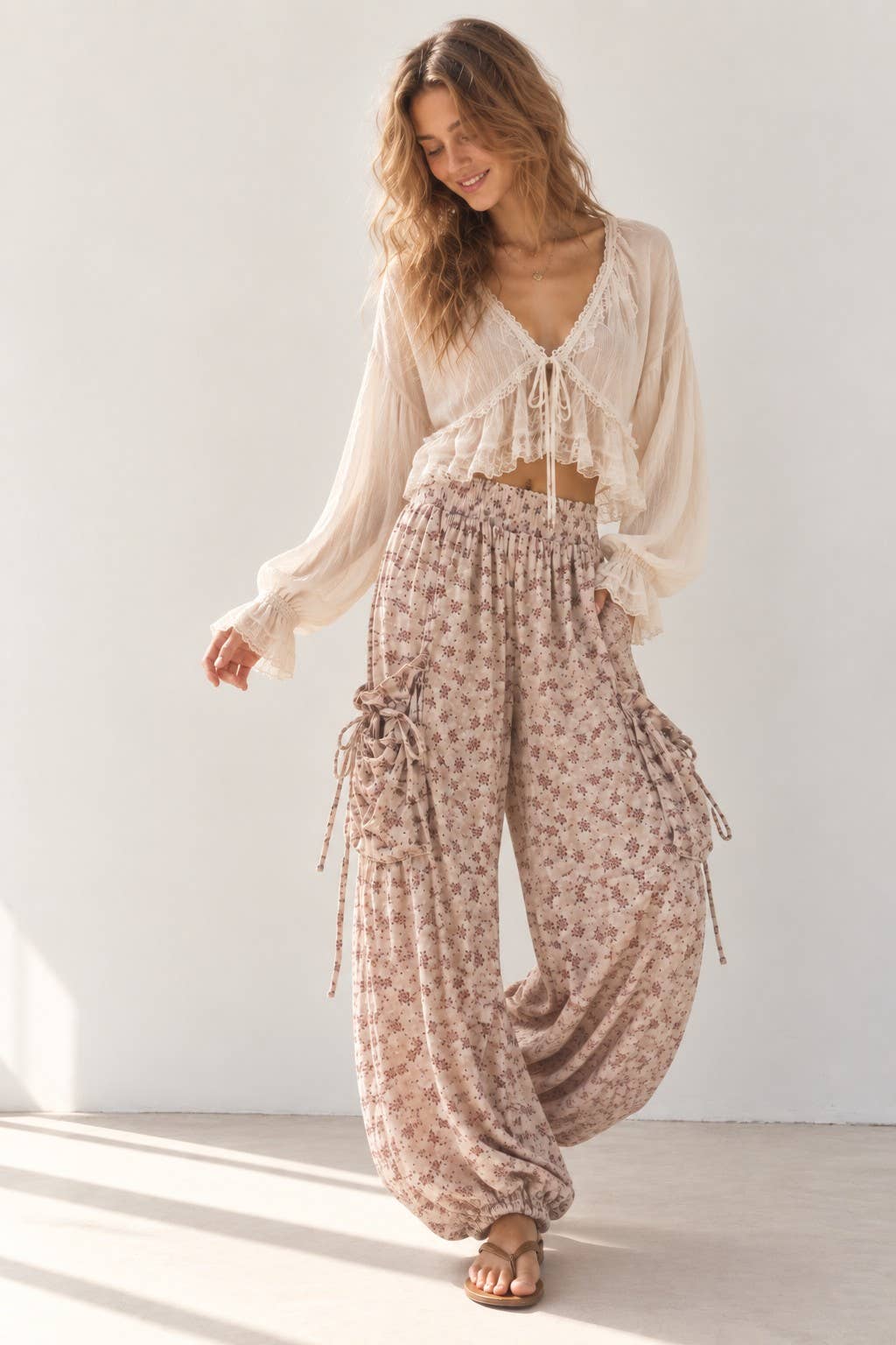 BOHO FLORAL CARGO PANTS