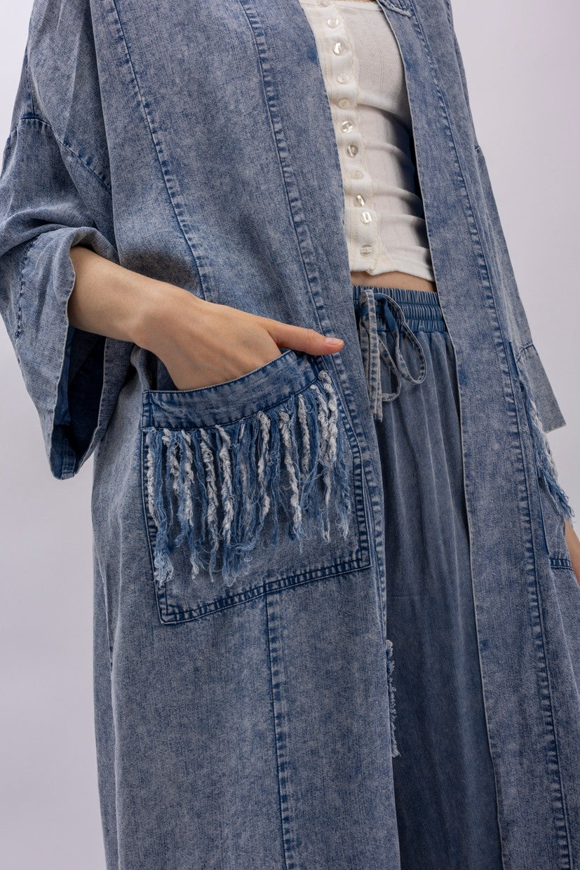 Woodland Star blue jean kimono