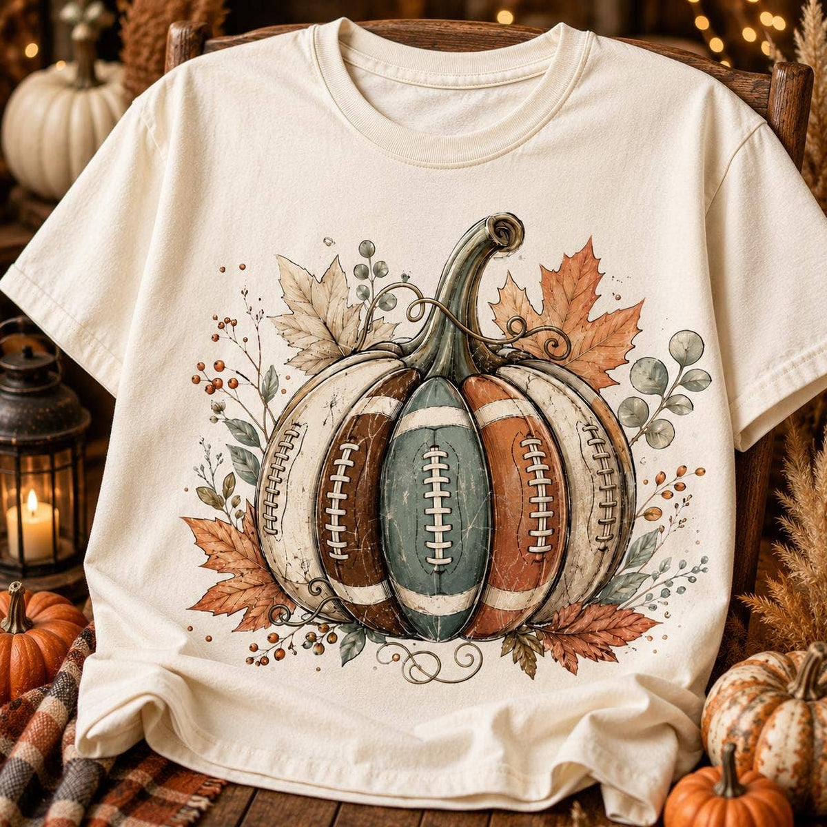Football Fall Pumpkin Tee, Vintage Game Day Shirt