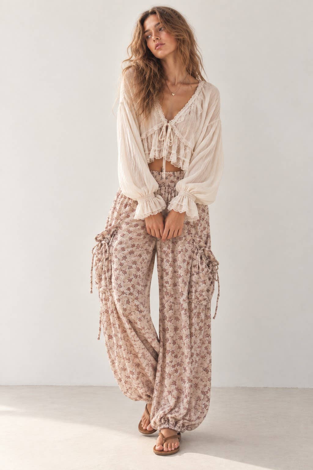 BOHO FLORAL CARGO PANTS