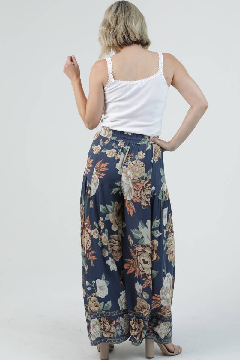N3726-WB64 TIE WAIST WIDE LEG PANTS