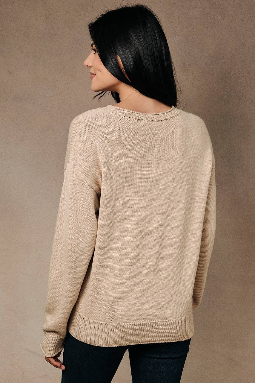 Pumpkin Martini Graphic Long Sleeve Pullover Sweater