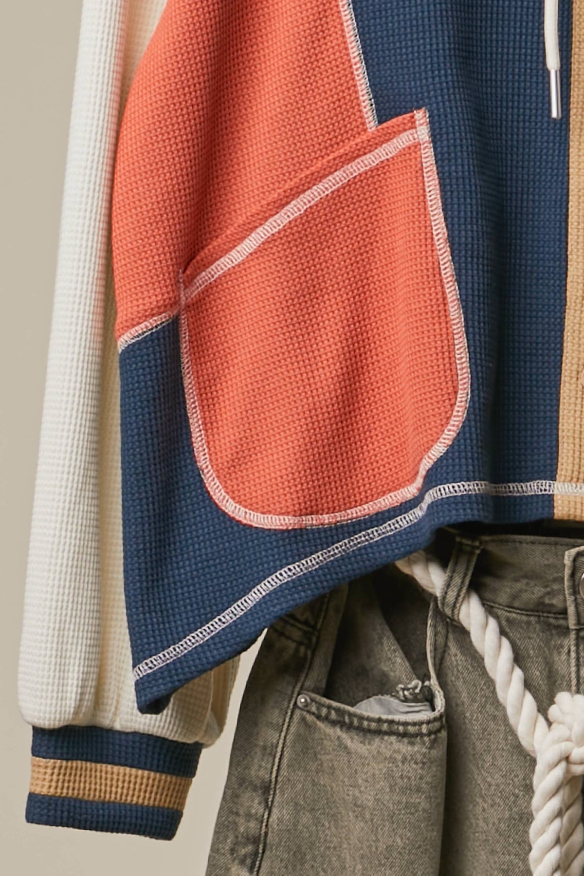 Colorblock Patch Pocket Hoodie