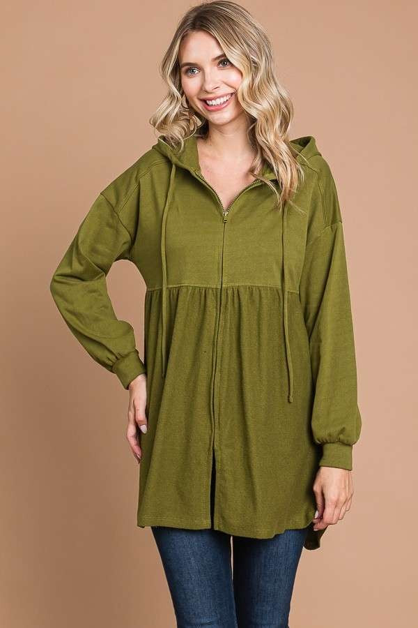 Olive Zip-up Hoodie Sweatshirt