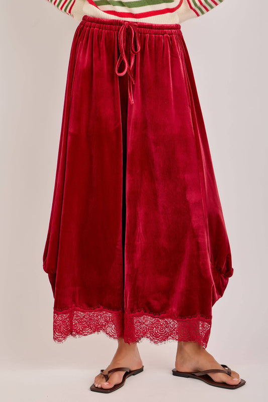 HOLIDAY VELVET FLOWY WIDE BALLOON LEG PANTS_JLB80092-02