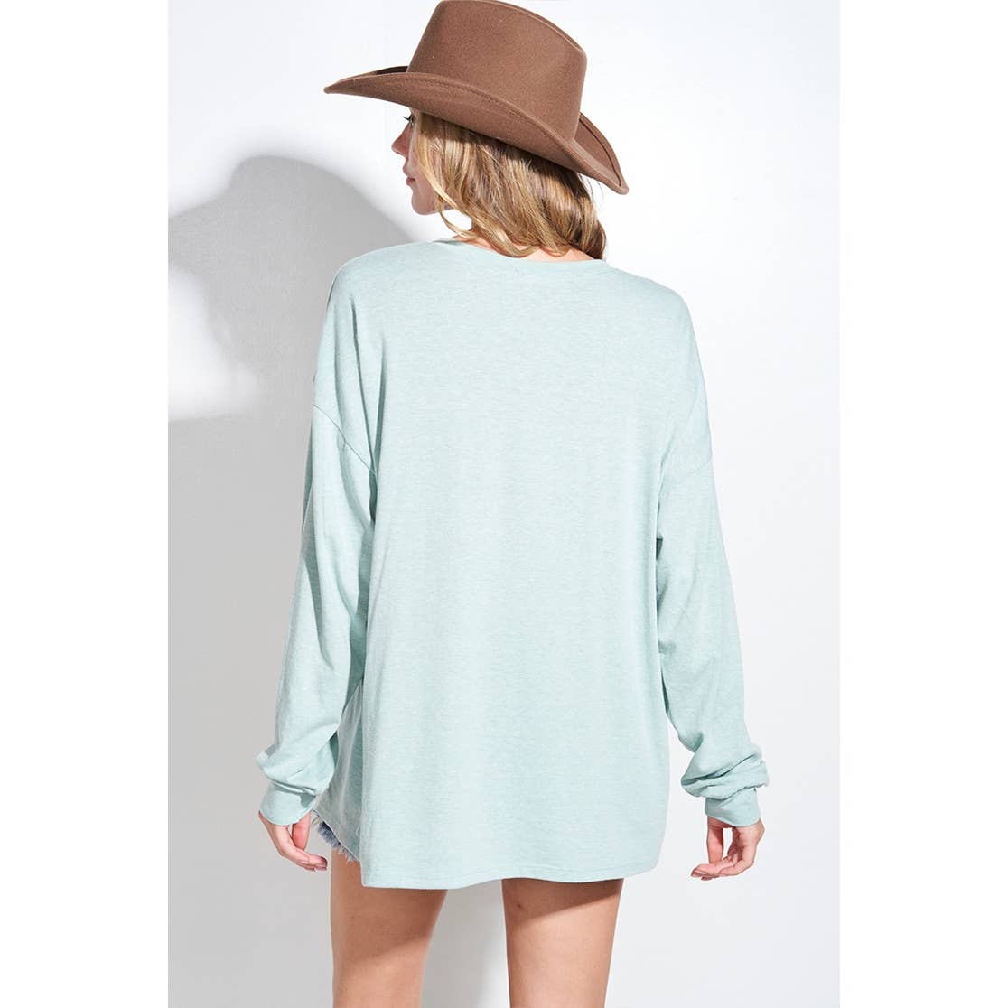 Christmas print tri-blend oversized top