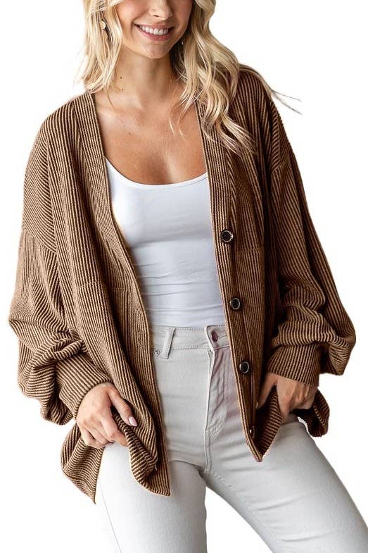 Button Front Open Knit Cardigan