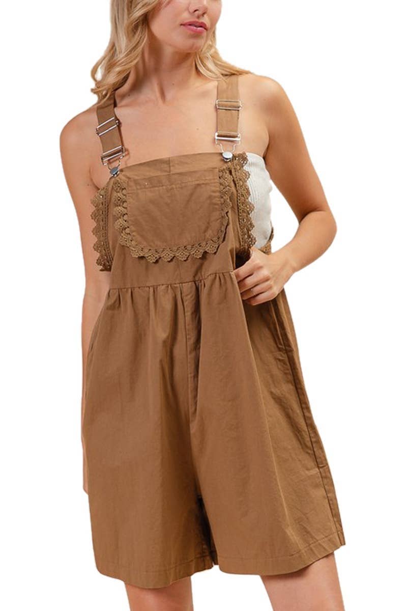 Back Patch Pocket Lace Shortalls