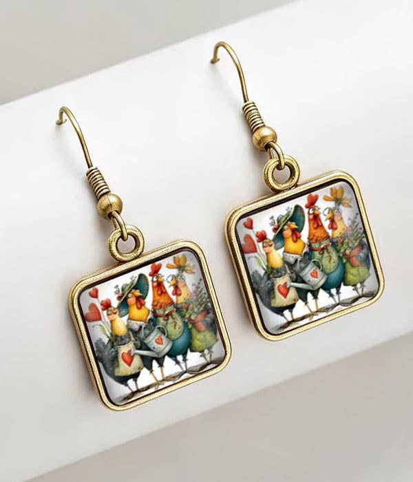 ‘’CHICKEN’’ PUFFY GLASS EARRING