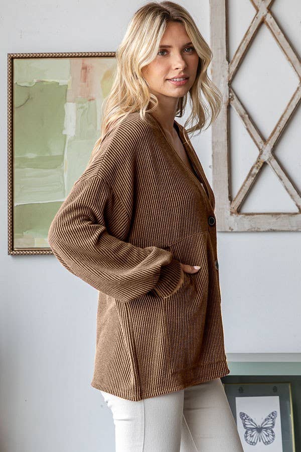 Button Front Open Knit Cardigan