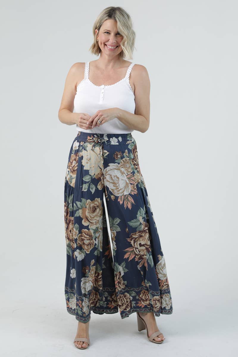 N3726-WB64 TIE WAIST WIDE LEG PANTS