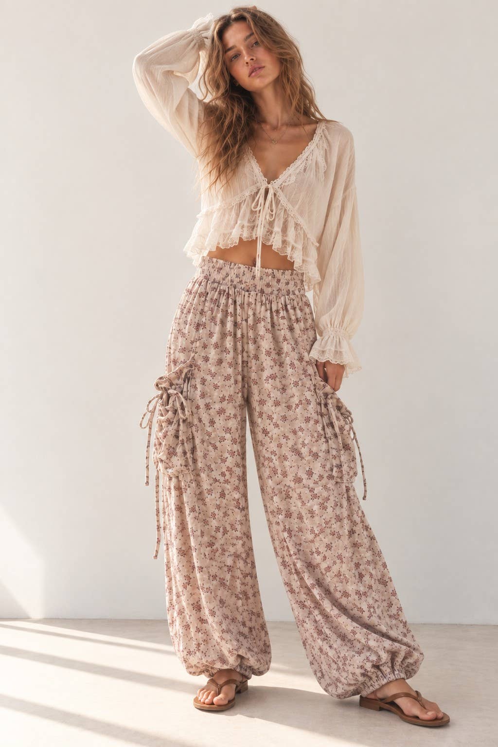 BOHO FLORAL CARGO PANTS