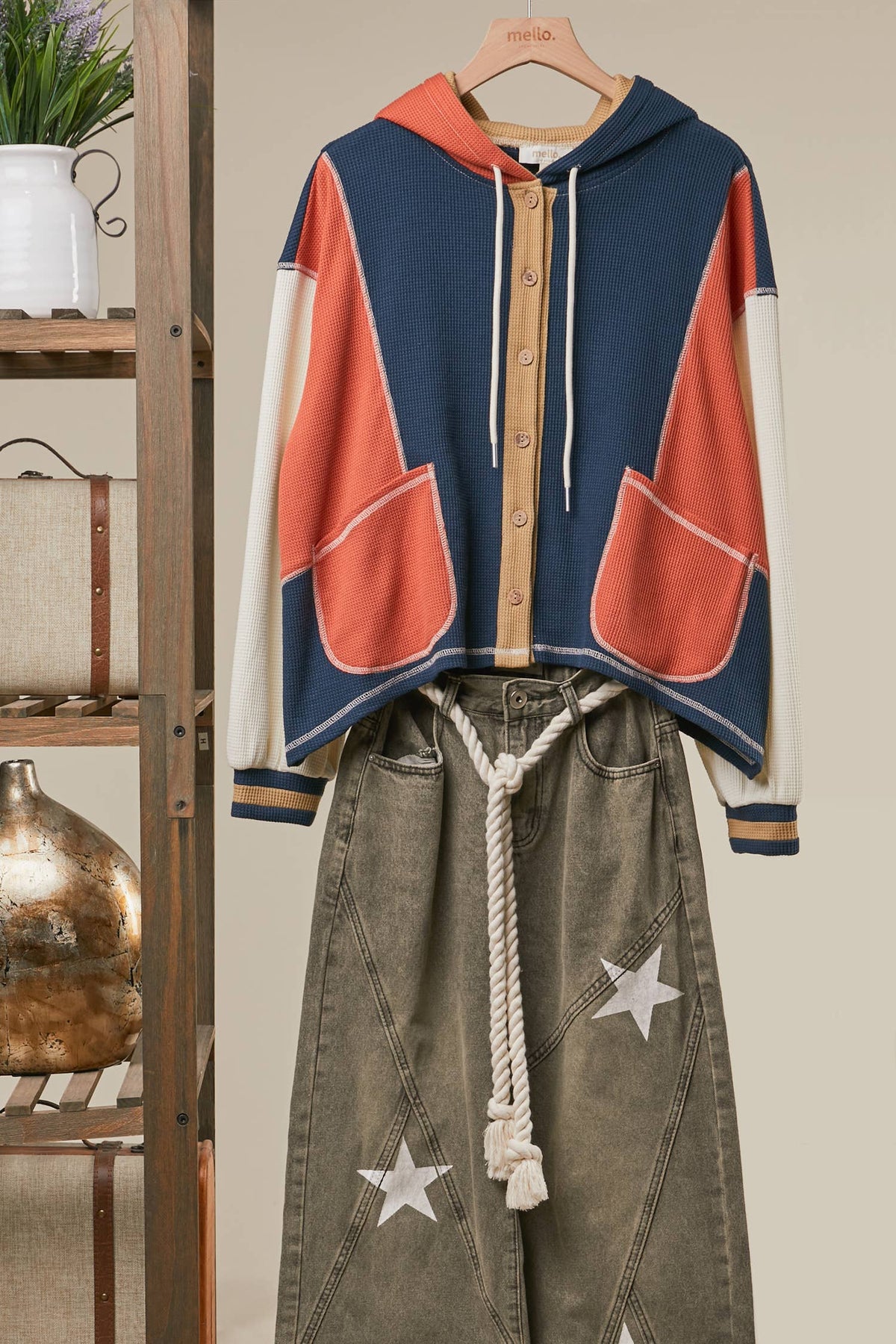 Colorblock Patch Pocket Hoodie