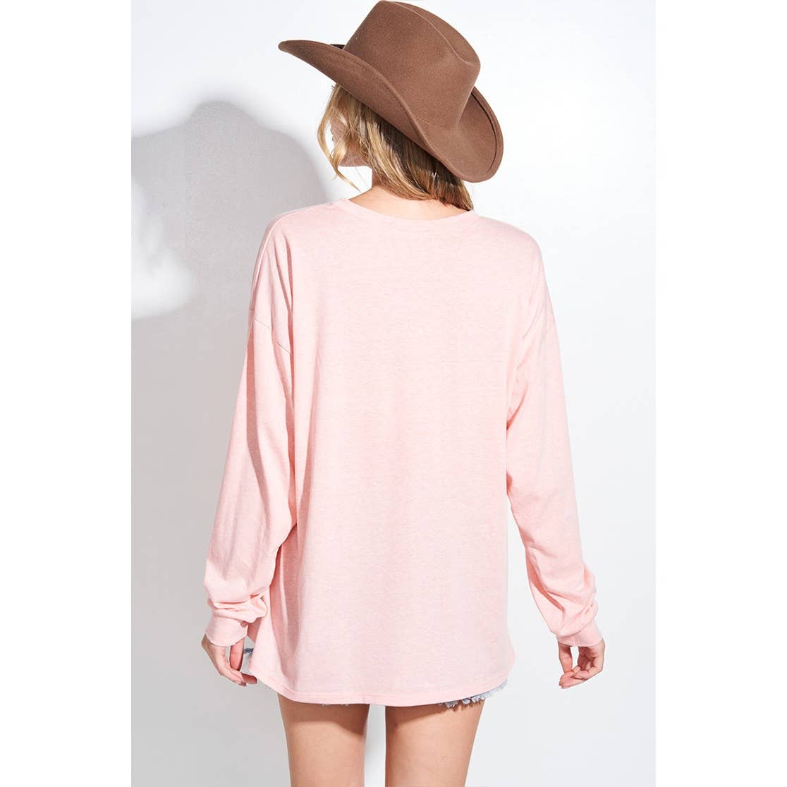 Christmas print tri-blend oversized top